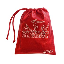 LIL'FOX 8"x10" Drawstring Gymnastics SMALL GRIP BAG 26x20cm - Lightweight Bag for Personal Equipment - Shiny Foil Rhinestones