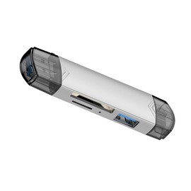 Portable Micro USB OTG Adapter and USB 0 Portable Memory Card for Fast Data Transfer 6 in 1 USB 3.0 Card Reader Alloy, Silver