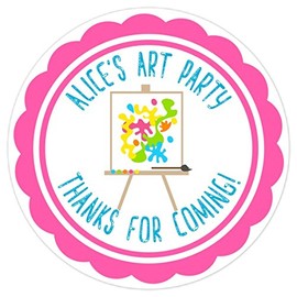 Art Party Birthday Labels, Artist Birthday stickers, Easel Art Stickers, Customized Birthday Labels (20 labels, 2 inch round)