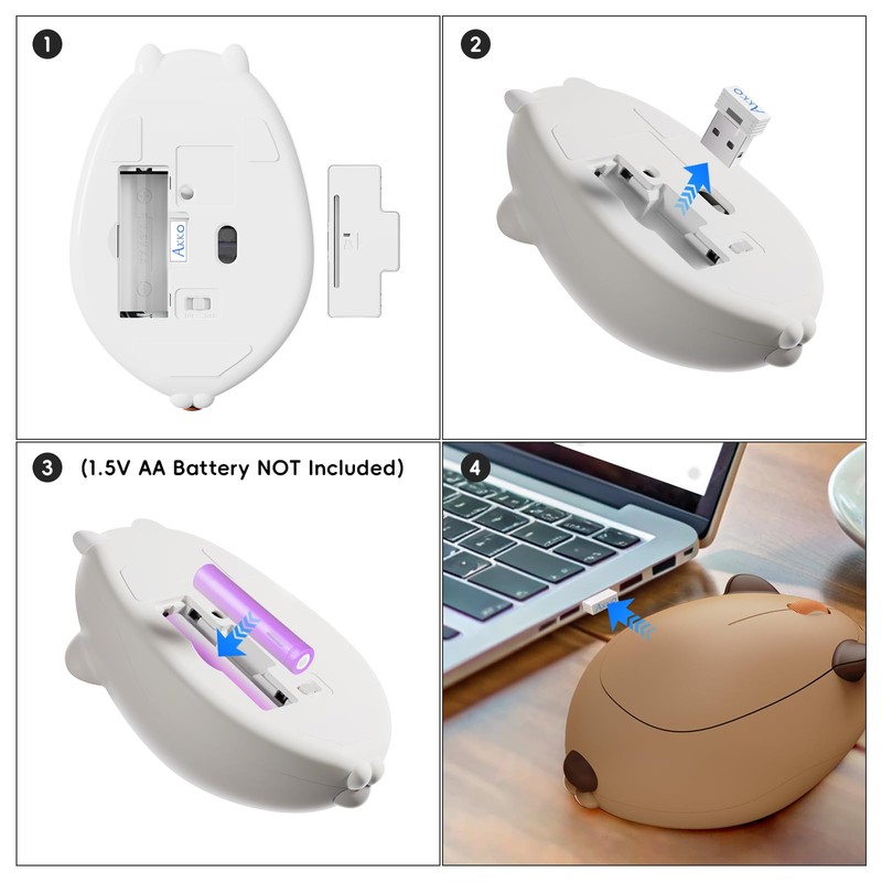 Akko Computer Mouse, Quiet Click Cute Cat Mouse 2.4GHz with