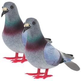 Yardwe 2PCS Simulation Pigeon Model, Foam Fake Pigeon Artificial Animal Model Bird Statue for Lawn Garden Ornament Miniature Decoration