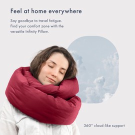 Huzi Design Infinity Pillow - Reisekissen Nackenkissen Ideal für Reise Büro Entwurf Weiches Nackenstützkissen (Burgund)