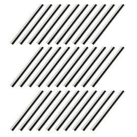 TVETE Pin Header, Pin Socket, Connector, Pin Socket, 30 Pieces, 0.1 inch (2.54 mm) Pitch, 1-40p, Straight Pin Header, DIY Single Row Terminal Pin, Compatible with Ardunio, Circuit Board DIY, Connector