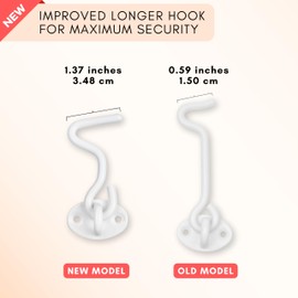 Eco-Fused 3 Inch Hook and Eye Lock - 2 x Barn Door Lock (White), 8 x Mounting Screws - Powder Coated Stainless Steel Hooks for Doors, Windows, Sheds, Fences, Gates, Cabinets, Cabinets