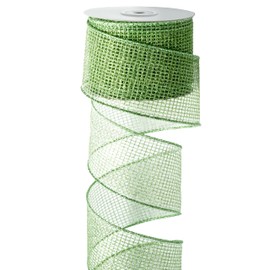 DINDOSAL Lime Green Wired Ribbon 2.5" X 10 Yards Glitter Mesh Wired Green Christmas Ribbons for Tree Decorations, Topper Bows, Wreath,Garlands, Gifts Wrapping