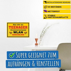 Teenager Sign Gifts (30 x 20 cm), Funny Decorative Gift for Teenagers for Youth Initiation or Birthday, Door Sign as Teenager Room Decoration, for Boys and Girls