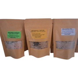 Set de 3 Sales de Baño para Ritual, Sales Minerales, Sal Granulada, Limpieza Energética, Baño de Tina, Adultos, Kit de 3 Variedades
