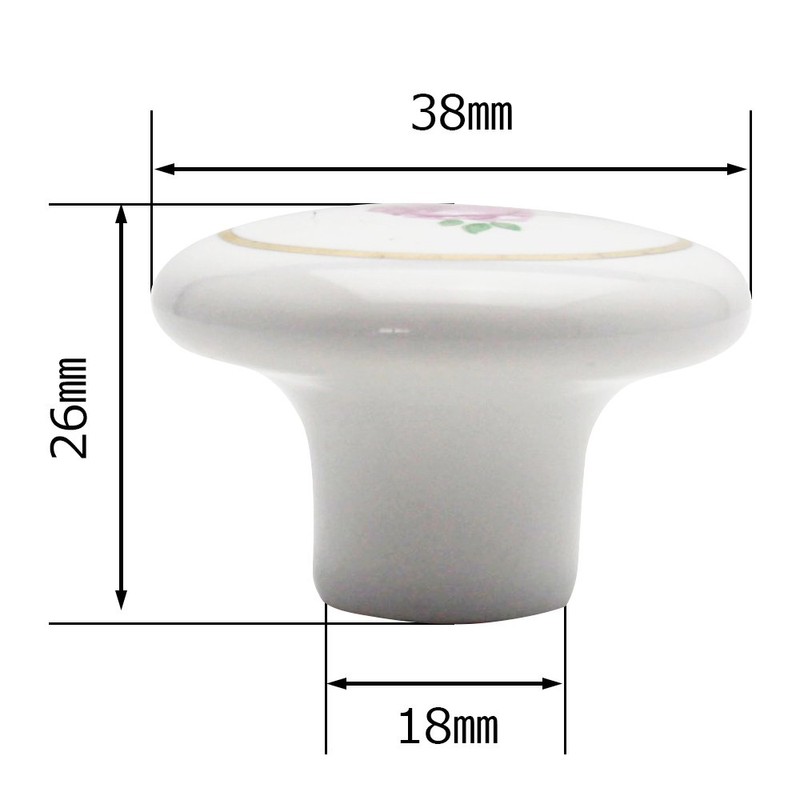 WAKI TW-167 Ceramic Knob, White Flowers, 1.5 inches (38 mm)