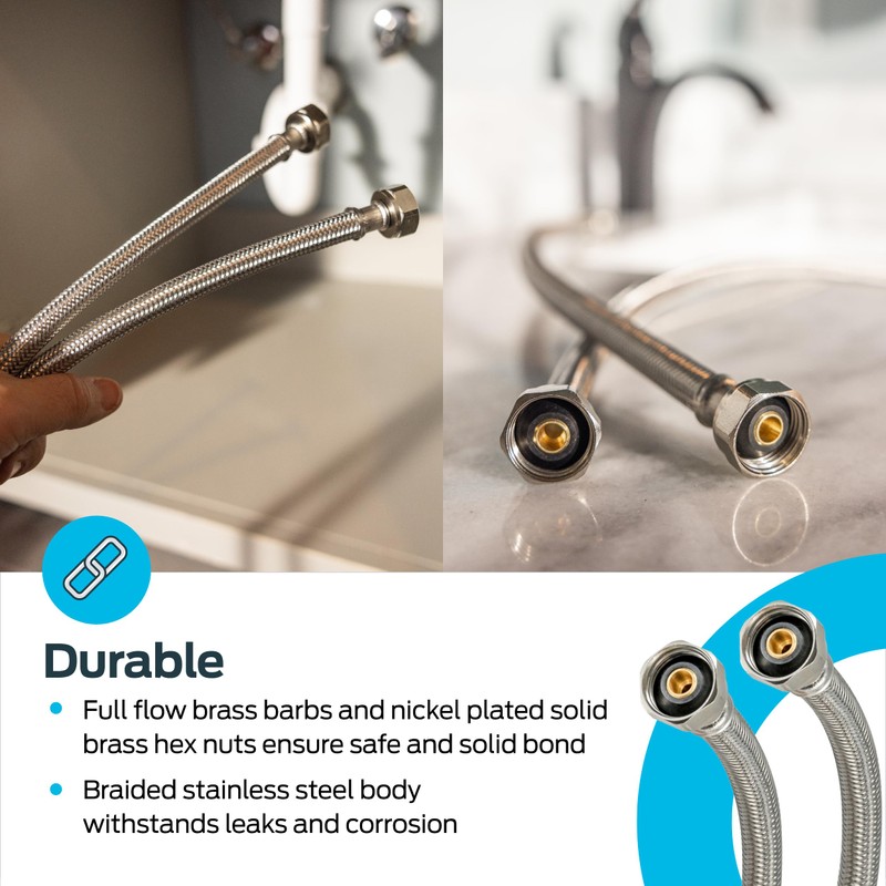 Eastman 36 Inch Steel-Flex Faucet Connector, Braided Stainless Steel Supply