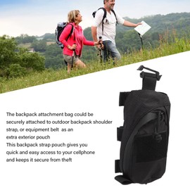 Cyrank Backpack Strap Pouch, Cell Phone Holster Pouch Smartphone Strap Pack Small Utility Pouch Backpack Attachment EDC Pouch for Hikers(Black)