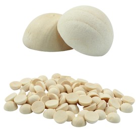 Hitefu 200pcs Mini Half Wooden Beads, Unfinished Round Split Half Wood Balls Bulk for Craft Paint DIY Christmas Ornament Projects, 1/2 Inch Natural Wood Color Half Sphere Ornaments (12mm)