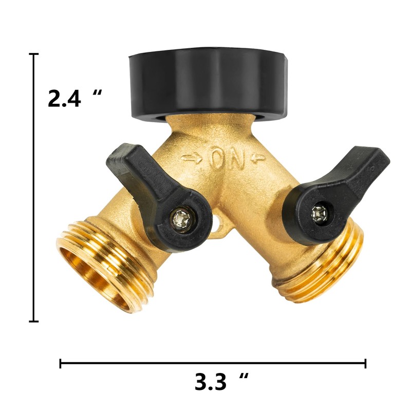 LIULO TOOL Brass Garden Hose Splitter 2 Way, Hose Y
