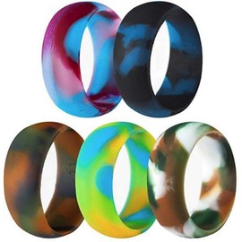 Jude Jewelers 5 Pack Size 5-15 Rubber Silicone Rings Flexible Corssift Outdoor Wedding Engagement Gym Cocktail Hypoallergenic (6) multi-color