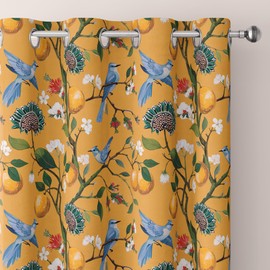 LOSIVISHE Floral Room Darkening Curtains – 80% Blackout Botanical Kitchen Curtain Drapes, Boho Vintage Energy Efficient Shades– Perfect for Living Room & Bedroom, W52 xL63, 2 Panels