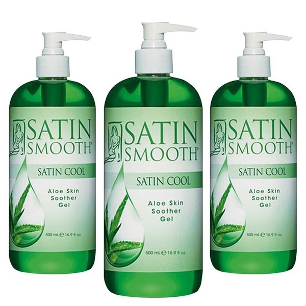 SALON SPA SATIN SMOOTH SKIN HAIR REMOVAL COOL ALOE SKIN SOOTHER GEL 16 OZ 3 PACK