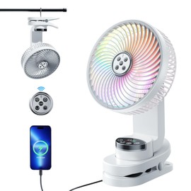 Rechargeable Clip On Fan,10000mAh Battery Operated Fan,9 Speed USB Fan Desk Fan,8-Inch Portable Fan with Light/Hook for Outdoor,Camping,Office,Hurricane,Power Outage