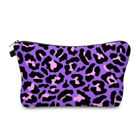Aiphamy Cute Travel Makeup Bag Cosmetic Bag Small Pouch Gift for Women (Cheetah Print Purple)