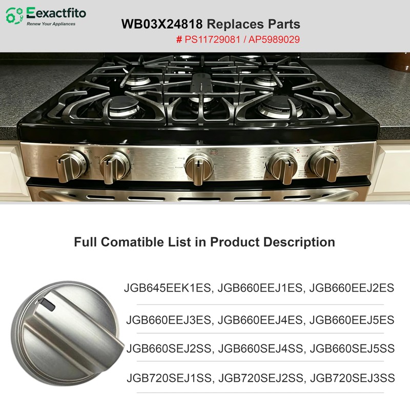 5 Pcs GE Stove Knobs Replacements WB03X24818