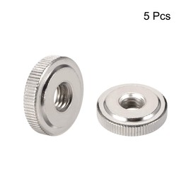 sourcing map Round Knurled Thumb Nuts Conector Lock Adjusting nuts, M8 Female Threaded Thin Type, Nickel Plated, Pack of 5