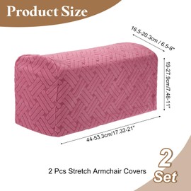 sourcing map 2Pcs Stretch Armrest Covers, Polyester Soft Couch Arm Slipcovers Non Slip Furniture Protector for Chairs Couch Sofa Recliner, Pink