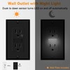 Black Wall Outlet Receptacle with Night Light,Electrical Receptacle Outlets,15A 125V,