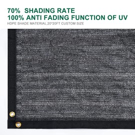 Kesfitt Garden 70% Shade Cloth, Resistant Sun Shade Net 20x20FT Mesh Tarp with HDPE Material and Reinforced Grommets Shade Trap for Greenhouse, Plant, Pergola, and Backyard Patio Sunshade