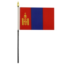 AZ FLAG MONGOLIA TABLE FLAG 4'' x 6'' - MONGOLIAN DESK FLAG 15 x 10 cm - golden spear top