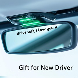 3 x Car Rear Mirror Vinyl Decal Stickers Water Bottle Decor Cute Laptop Sticker Aesthetic Tumbler Positive Affirmation Decal Car Rearview for Women Gift for Her (Black, Drive Safe I Love You)