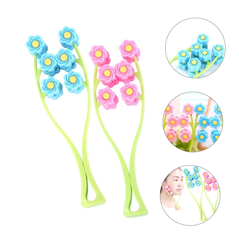 FRCOLOR 2pcs Facial Roller Massager Ergonomic Face Massage Tool for