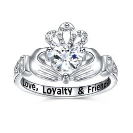 Claddagh Ring for Women Sterling Silver Irish Celtic Claddagh Ring Engraved Love Loyalty Friendship Women's Claddagh Ring Size 8