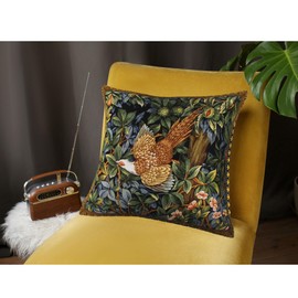 STP GOODS Cotton Embroidered Square Decorative Pillow- for Master Bedroom, New Home, Anniversary, Farmhouse, Couch, Sofa (Birds)