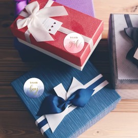 120Pcs Large Watercolor Gender Show Stickers Boy or Girl Stickers for Gender Post Team Pink Team Blue Sticker Baby Shower Games Labels Sticker