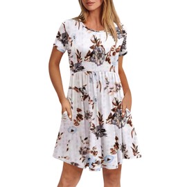 Women's Dresses Casual Crew Neck T-Shirts Floral Print Summer Dresses for Women XS-2XL