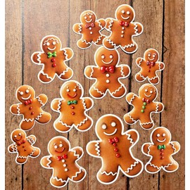Handmade Gingerbread Man Cookie Die Cut Stickers Set Laptop Sticker Water Bottle Sticker