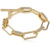 T Tahari Gold Crystal Pave Link Bracelet,7"