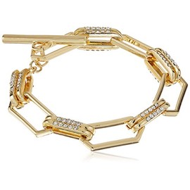 T Tahari Gold Crystal Pave Link Bracelet,7"