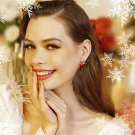 Iaceble Christmas Ruby Deer Stud Earrings Red Gem Antler Stud Earrings Crystal Elk Reindeer Earrings Xmas Rhinestone Earrings Jewelry for Women and Girls (Red)