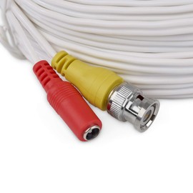 SSL BNC Video Power Cable For CCTV Camera DVR Security System (30M, White)