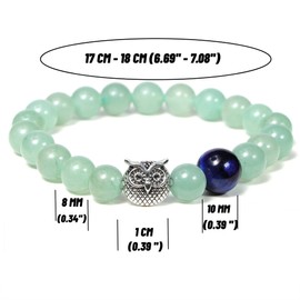 JJDreams Gemstone Bracelet Natural Stones Bracelet Owl Pearl Bracelet Women's 8 mm Healing Stones Bracelet, Stone