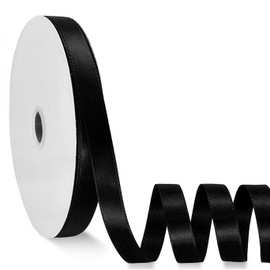 Double Face Satin Ribbon 1/2 inch x Continuous 55 Yards Polyester Ribbon for Gift Wrapping Weddings Party Decorations Bows Hair Bow Floral Bouquet Arrangement and More (Black)