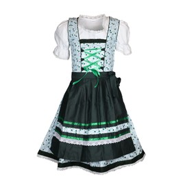 MS-Trachten Children's Dirndl Costume Dress Girls' Dirndl Mimi 3-Piece (152, Green)