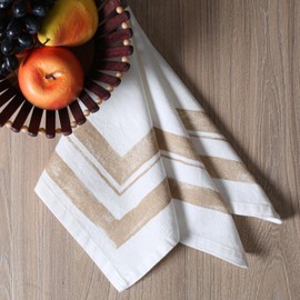Ramanta Home Cloth Dinner Napkins Set of 12 18x18 Inches - Fall Thanksgiving Frame Border Napkins for Christmas Farmhouse Wedding, Soft Washable 100% Cotton Table Linen for Everyday Use - Beige
