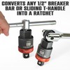 CROM Breaker Bar Ratchet Adapter - 1/2-Inch Ratcheting Adapter Converts