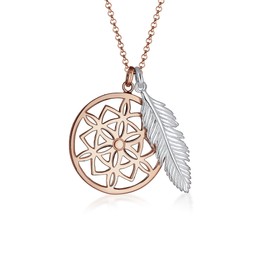 Elli Women's Feather Dream Catcher Pendant Necklace, Sterling Silver, No Gemstone