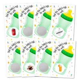 Find The Babys Milk Scratch Off Game, Gender Neutral Baby Shower Easy to Play Silly Games, Gender Reveal Funny Idea, Ice Breaker Activity. Raffle Cards, Green Bottle, Set of 40 Cards Made in USA