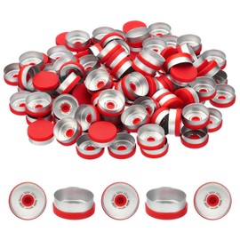 PATIKIL 20mm Flip Off Caps, 100 Pcs Flip Off Caps Flip Off Seals Flip Off Vial Seals Plastic Aluminum Caps Cover for Glass Vial, Red