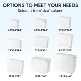 TICONN Water Repellent Junction Box, IP65 ABS Electrical Box Plastic Box Electrical Enclosure (10.0"×7.9"×3.1")
