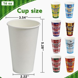 16 oz French Football Fan Party Cups - 24 Sets Disposable Paper Cold Drink Cups with Lids - Tricolor Team Spirit Game-Day Festival Tableware Decorations - Allez Les Bleus Souvenir Drinkware