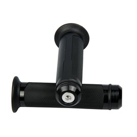 MotorToGo 7/8" CNC Aluminum Black Handlebar Gel Grips with End Caps for 2009 Kawasaki Ninja ZX14