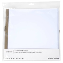 12”; x 12”; White Scrapbook Refill Pages by Recollections™, 20 Sheets